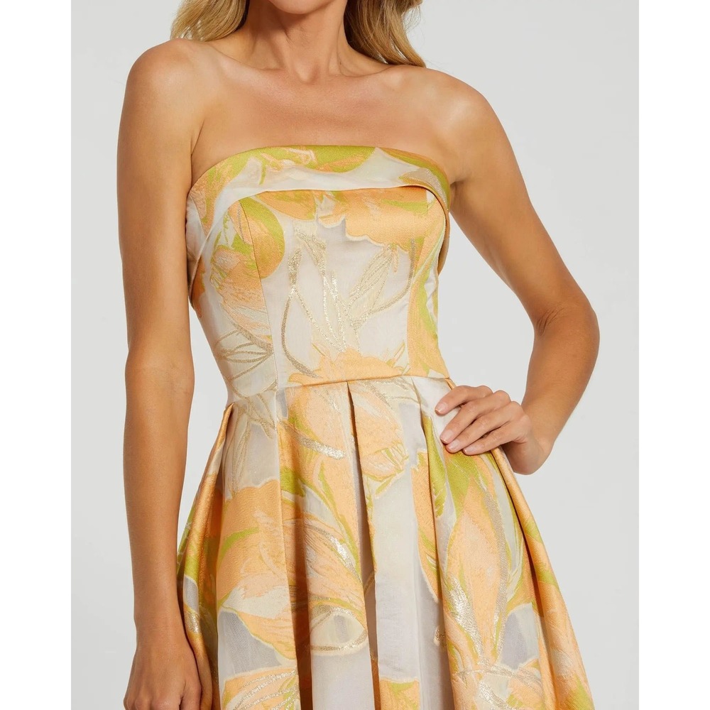 Mac Duggal Strapless Dress in Orange and Green Floral - Picture 7 of 14